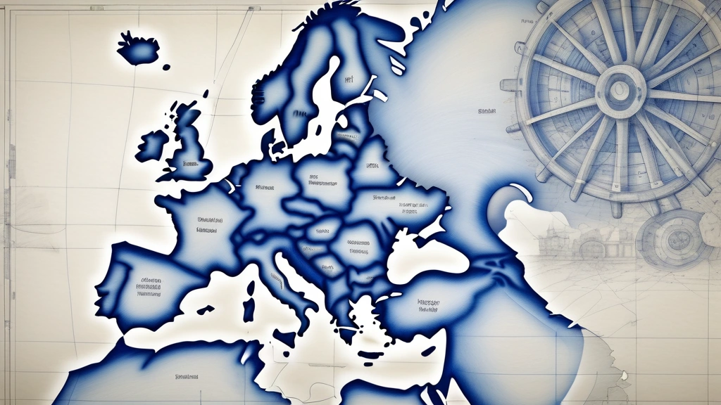 A detailed pencil sketch of a physical map of Europe, with subtle gears and architectural blueprints emerging from different regions to represent shifting industries. No text, no logos.