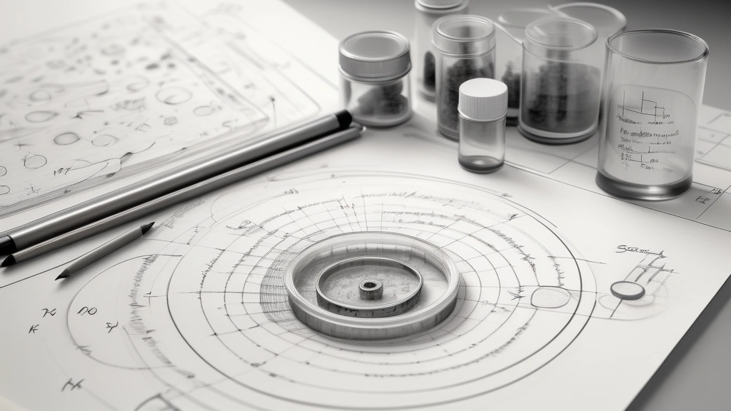A detailed pencil sketch illustrating a laboratory workbench where a physical petri dish and a biological molecular model of a protein are positioned next to a printed, complex mathematical equation representing cosmological Boltzmann solver pathways. No text, no logos.