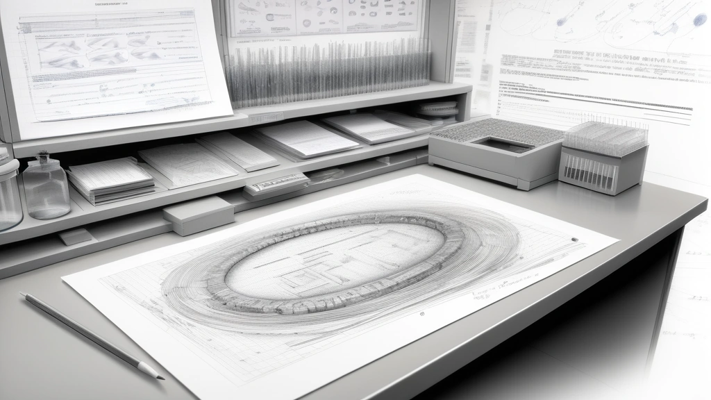 A detailed pencil sketch of a laboratory workbench showing a physical petri dish and a sequence of single-cell RNA strands morphing into structured digital data streams, with a printed research protocol sheet resting nearby. No text, no logos.