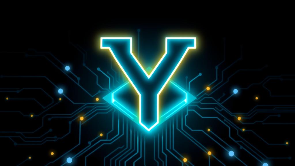 Clean tech illustration featuring the Hacker News 'Y' logo styled in a glowing electric blue and gold color palette. The logo is integrated into a futuristic, dark-themed circuit board design with glowing data nodes and digital connections, representing developer tools and AI agents. Sleek, minimalist aesthetic, dark background, no text.