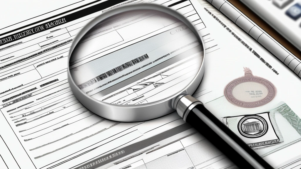 A detailed pencil sketch of an official regulatory warning document, partially covered by a magnifying glass focusing on a fraudulent website address, with a stack of foreign currency notes and a crossed-out digital key in the background. No text, no logos.