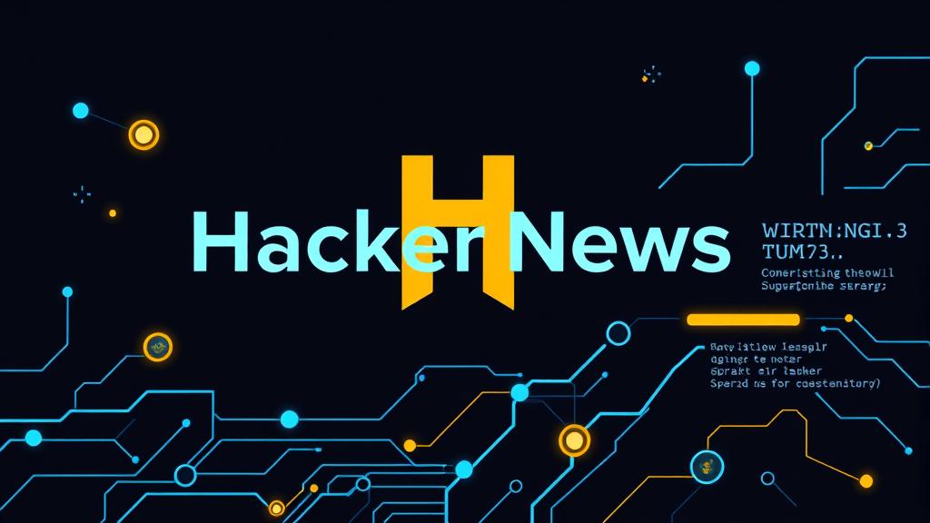 Clean tech illustration style, featuring abstract representations of data flows and code snippets. A prominent, stylized Hacker News logo or brand identity is subtly integrated. Dark background with electric blue and gold accents highlighting key elements. No text within the image.