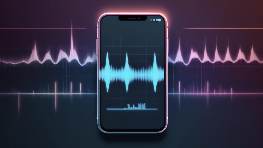 A detailed pencil sketch of an open smartphone screen displaying horizontal adjustment sliders with a stylized audio waveform graphic in the background. No text, no logos.