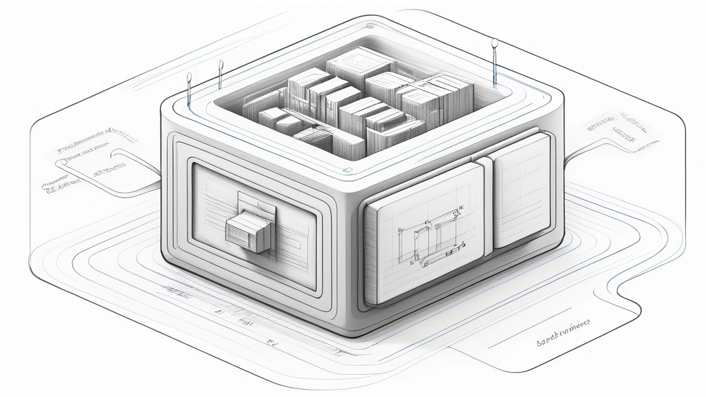 A detailed pencil sketch illustrating a schematic diagram of a virtual Linux sandbox container connected directly to a database server with arrows indicating secure, asynchronous data flow. No text, no logos.
