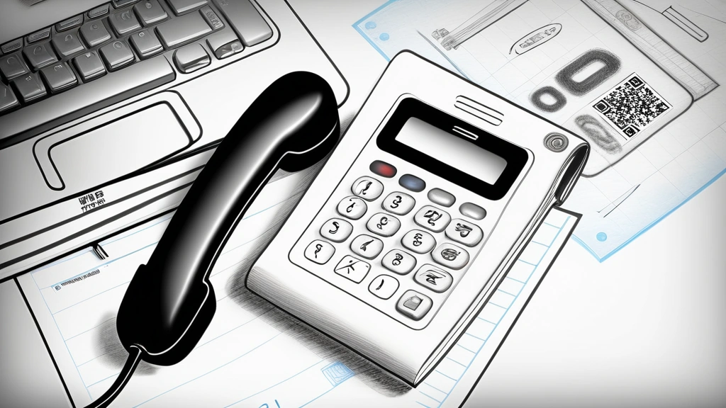 A detailed pencil sketch of an office help desk telephone receiver resting next to a physical security key and a paper notepad displaying a hand-drawn QR code, capturing a quiet, analytical security atmosphere. No text, no logos.
