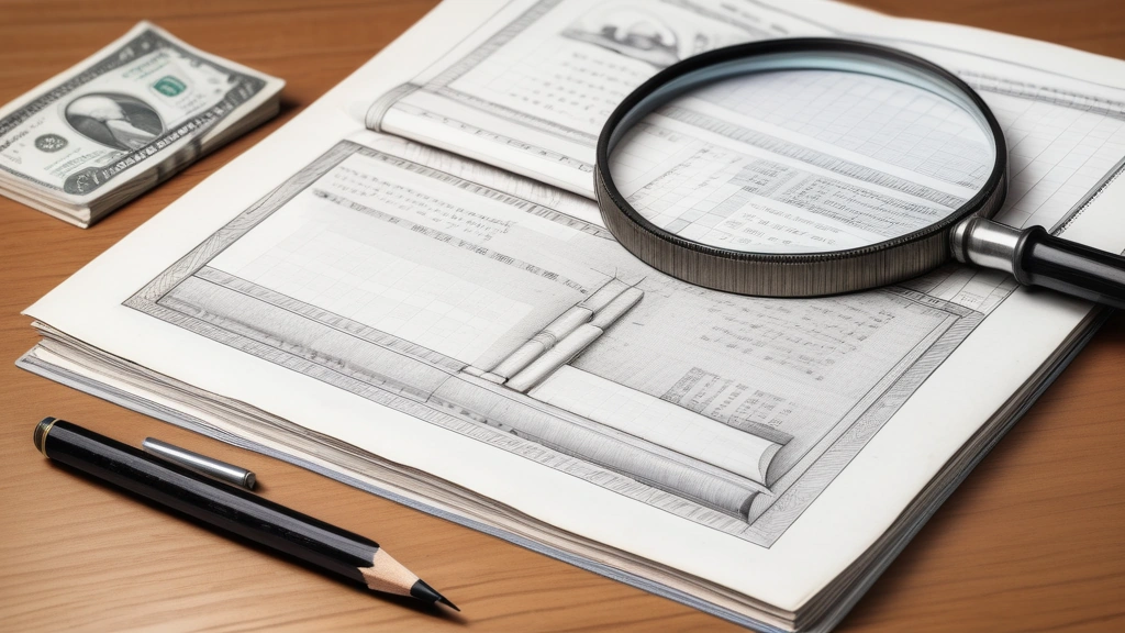 A detailed pencil sketch of an open physical ledger book lying on a wooden table, with handwritten columns comparing USD and Nigerian Naira exchange rates, alongside a magnifying glass resting on a sheet of paper showing complex geometric bounding boxes drawn over a simple hand gesture. No text, no logos.