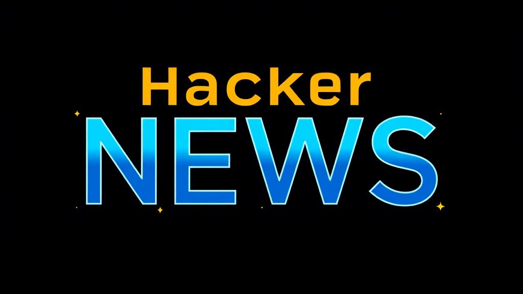 Hacker News logo or brand identity, dark background, electric blue and gold accents, clean tech illustration style, no text in image