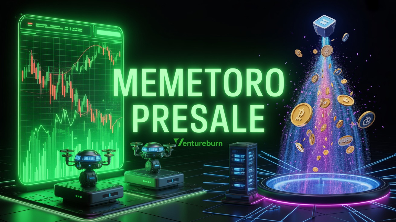 A watercolour illustration of a cryptocurrency trading screen, showcasing various crypto presale projects, with a hopeful tone, no text, no logos